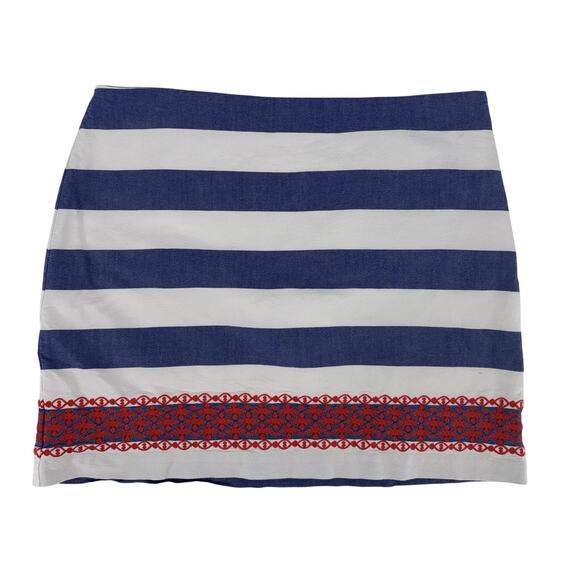 Vineyard Vines Skirt Size 8 Blue/White Stripe Red Embroidery Nautical Americana - Picture 1 of 7